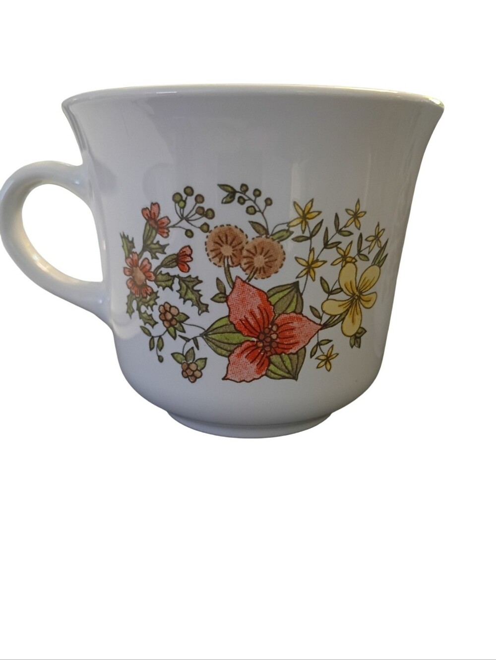 Corelle "Indian Summer" Pattern White Multicolor Mugs with Handles, Set of 4